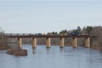 MEC 514 Leads the Rail Extra over the Kennebec River